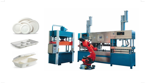 6 Eksenli Robotlu Tam Otomatik Bagasse Fiber Paket Yemek Tepsisi Yapma Makinesi