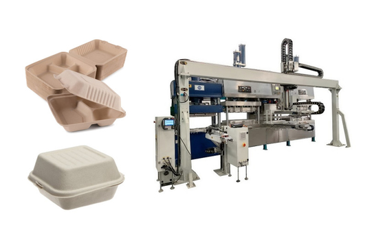 Singlel Robot Kol ile Şeker Kamışı Bagasse Hamuru Kapaklı Konteyner Üretim Hattı