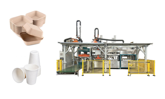 PLC kontrol sistemi ile bakire pulp için bagasse pulp kalıplama makinesi